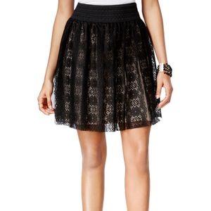 Black Lace Illusion A Line Skirt